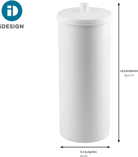 Miniatura 4 de iDesign Soporte Independiente para Almacenamiento de Papel Higiénico de Baño con Tapa para 3 Rollos Extra, Blanco Con tapa, para 3 rollos