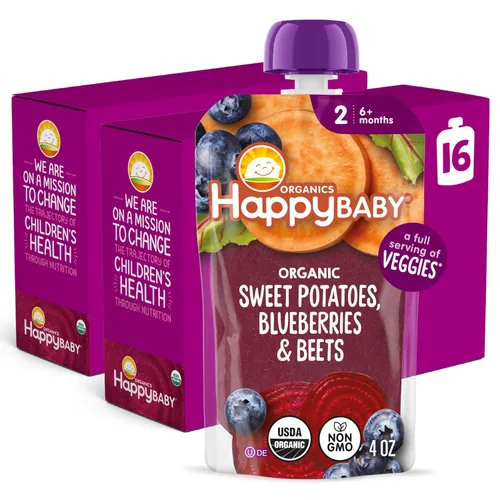 Miniatura 14 de Happy Baby Organics Stage 2 - Bolsas de comida para bebés, sin gluten, aperitivo vegano y saludable, puré de frutas y verduras claramente