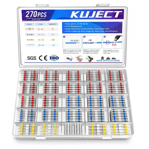 Miniatura 16 de Kuject 200 PCS Conectores Termorretráctiles de Sellado de Soldadura a Tope, Kit de Conectores de Cable Impermeables Terminales Eléctricos, Conector