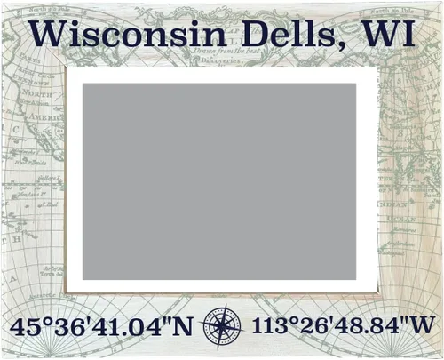 Wisconsin Dells Wisconsin Souvenir - Marco de fotos de madera con diseño de coordenadas de 4 x 6 pulgadas