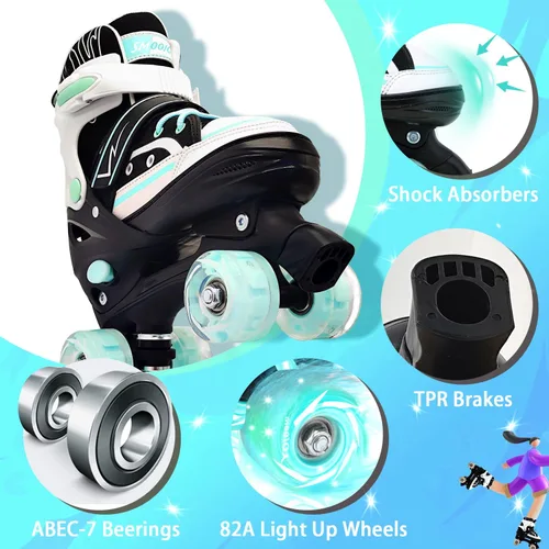 Miniatura 3 de Patines de ruedas para niños y niñas, jóvenes, patines de lona ajustables con luces para edades de 5 a 8 y 8 a 12 años, para principiantes, deportes