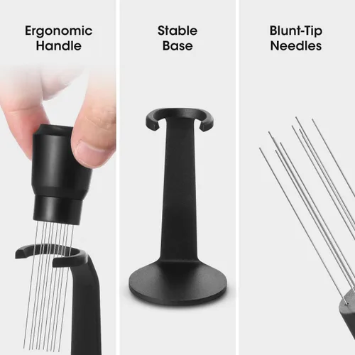 Miniatura 4 de Aieve WDT Tool Espresso, herramienta de distribución, accesorios de expreso, agitador de café de 10 agujas con soporte para barista