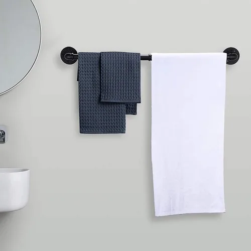Miniatura 2 de Toallero industrial de tubería negra, toallero de baño de 33.4 pulgadas de largo, montado en la pared, resistente y grueso, organizador