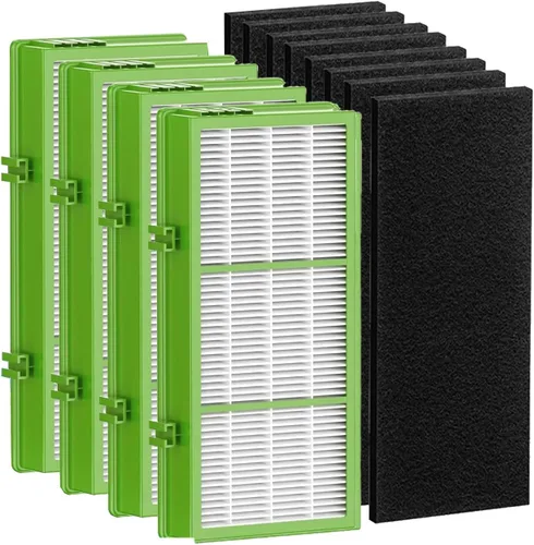 Miniatura 8 de Filtro de repuesto Aer1 para purificadores de aire Holmes AER1, 4 filtros de aire verdaderos + 8 filtros de refuerzo de carbono para piezas de Azul