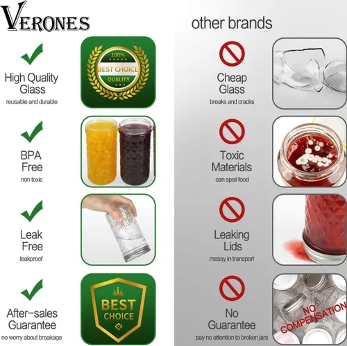 Miniatura 5 de VERONES Tarros Mason de 12 onzas, tarros de gelatina con tapas regulares, ideales para mermelada, miel, recuerdos de boda, regalos de ducha, paquete