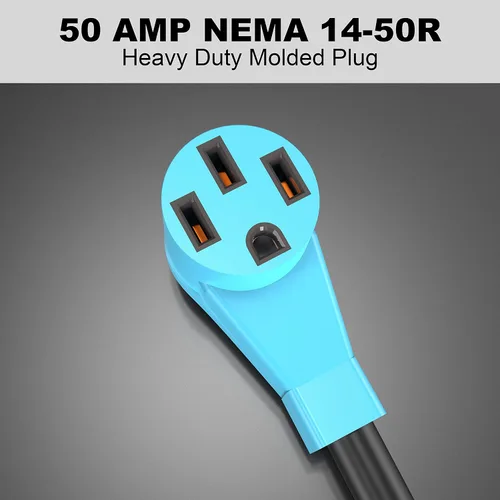 Miniatura 4 de CircleCord Cable adaptador en Y para RV con certificación ETL, dos de 30 amperios a 50 amperios, enchufe macho NEMA TT-30P a hembra 14-50R con mango