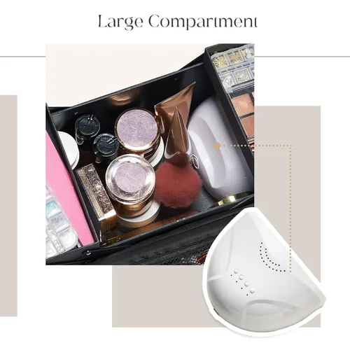 Miniatura 5 de Yueieoun Estuche de Maquillaje Grande para Tren, Organizador de Maquillaje, Caja de Maquillaje, Estuche Cosmético Suave de 4 Niveles para Maquillaje