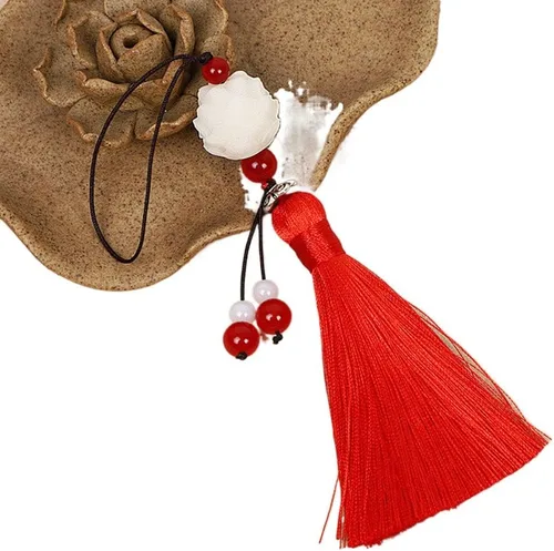 Miniatura 5 de WEISHA Llavero 1 pieza Bodhi Lotus Flower Tassel Pendant Mo Dao Zu Shi Wei WuXian Lanzhan, accesorios de cosplay, cordón trenzado hecho a mano
