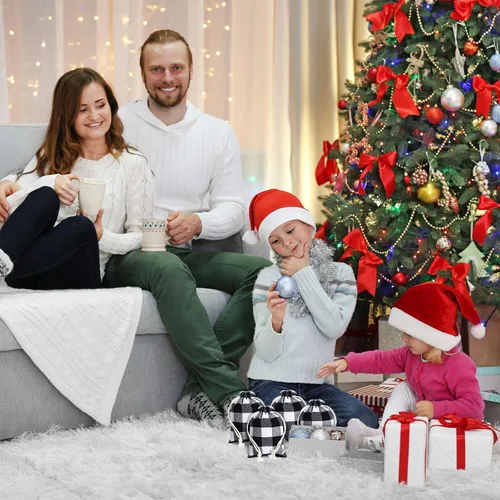 Miniatura 6 de Boao 24 piezas Bolsas de Navidad Bolsas de regalo con cordón de Navidad a cuadros de búfalo envoltura de regalo de algodón bolsa de dulces