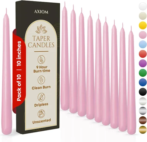 Miniatura 42 de Axiom Candles - Velas cónicas de 10 pulgadas sin goteo - Velas altas sin perfume y sin humo - 9 horas de combustión - Velas cónicas para el hogar