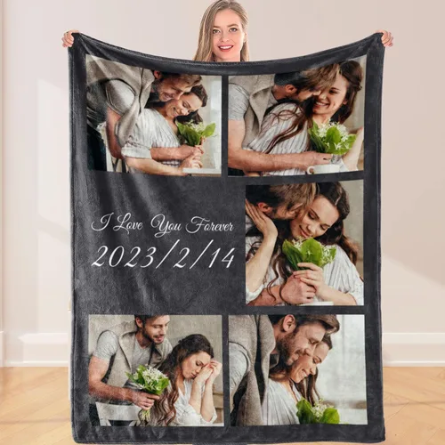 Miniatura 5 de Manta personalizada con texto fotográfico, regalo conmemorativo, collage de 10 fotos, mantas personalizadas hechas en Estados Unidos