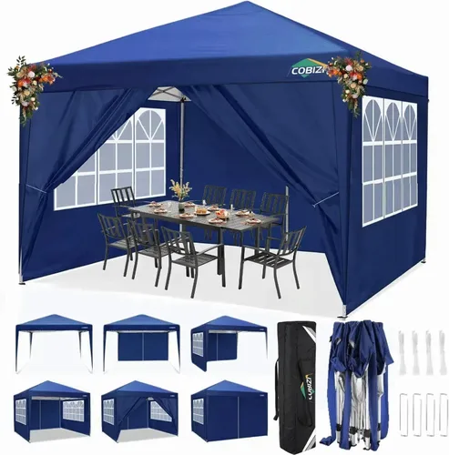 Miniatura 17 de COBIZI - Toldo desplegable de 10 x 20 pies con 6 paredes, impermeable y con protección UPF 50+, ideal para bodas, fiestas, eventos al aire libre