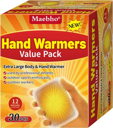 Calentadores corporales con adhesivo, 30 calentadores de manos calientes que calientan hasta 12 horas, parche calentador desechable de un solo uso