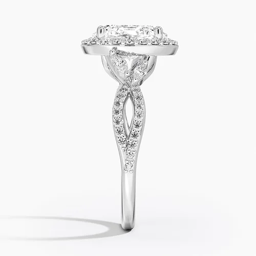 Miniatura 3 de IGI Anillo de compromiso de diamantes de talla excelente ovalada blanca de 3.43 quilates con marquesa de acento y diamantes redondos de laboratorio