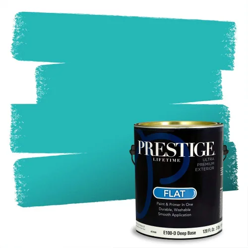 Miniatura 166 de Prestige Paints - Pintura exterior e imprimación en uno, 1 galón, plano, compatibilidad comparable con el color menta «Whipped Mint» de Behr