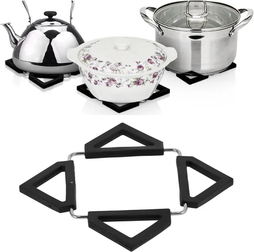 Miniatura 4 de CHICIRIS Antideslizante de silicona térmica Trivet Estera de cocina plegable para ollas calientes sartenes utensilios de cocina negro