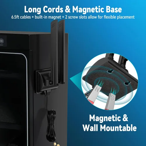 Miniatura 5 de Eightwood Antena WiFi 6E Tri-Band 6GHz 5GHz 2.4GHz RP-SMA Antena WiFi Base de montaje magnético para PC Computadora de escritorio Placa base Tarjeta
