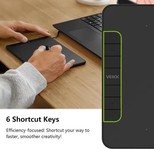 Miniatura 2 de VEIKK VK640 - Tableta gráfica gráfica digital de 6 x 4 pulgadas con 6 teclas de acceso rápido y soporte de inclinación 8192 bolígrafo sin batería