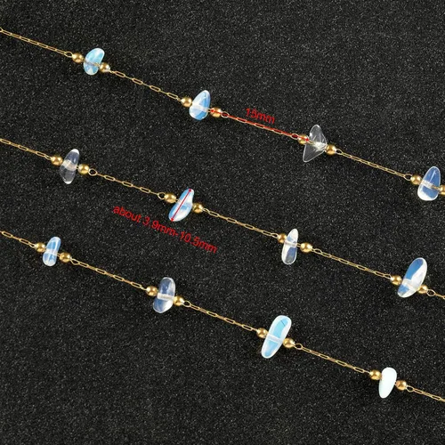 Miniatura 3 de UMAOKANG Cadena de piedras preciosas transparentes de 13 pies para hacer joyas, cadenas de collar de cristal curativo natural crudo chapado en oro a
