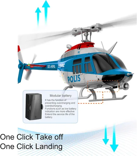 Miniatura 6 de C138Pro 206 Helicóptero de control remoto para adultos principiantes RC Heli Aileronless 6CH 6 ejes giroscopio presión de aire retención de flujo