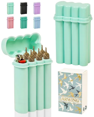 Miniatura 7 de Estuche contenedor de 6 agujeros para conos pre-enrollados de tamaño rey con porta encendedor, estuche para 6 u 8 cigarrillos de tamaño regular