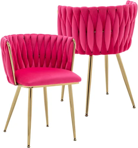 Miniatura 11 de Juego de 2 sillas de comedor de terciopelo Kiztir, sillas tapizadas de comedor con patas de metal dorado, lujosas sillas de comedor acolchadas