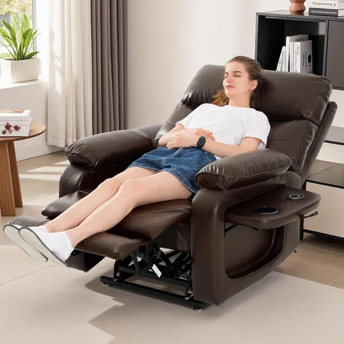 Miniatura 8 de Sillón reclinable eléctrico de doble motor para adultos y personas mayores, silla elevadora de posición infinita con calor y masajes, portavasos
