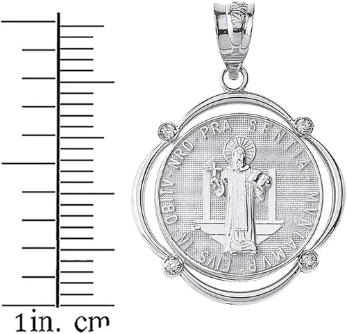 Miniatura 2 de Collar con colgante de plata de ley 925 Medalla de San Benito San Benito