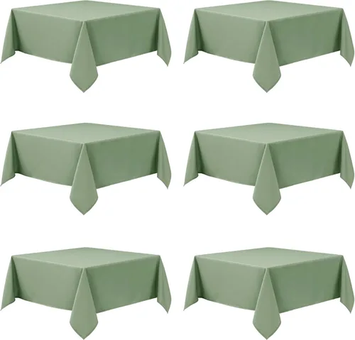 Miniatura 23 de Paquete de 6 manteles negros para mesas cuadradas, 54 x 54 pulgadas, tela de poliéster resistente a las manchas para mesas de 2 pies, manteles