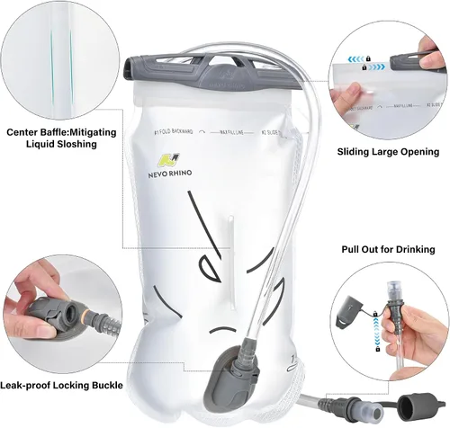 Miniatura 6 de N NEVO RHINO Chaleco para Correr, Chaleco de Hidratación Ligero, Mochila de Agua Aislada con Vejiga de Agua de 1.5L para Senderismo, Camino