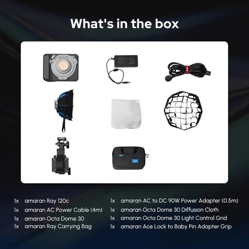 Miniatura 9 de Aputure Amaran Ray 60C LED luz de video portátil, CCT 1,800K-20,000K luz de fotografía con bolsa portátil Softbox (60W)