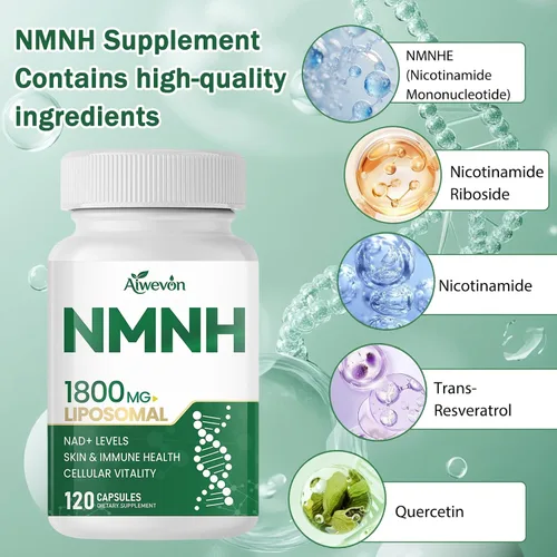 Miniatura 2 de NMNH 1800mg Suplemento liposomal NAD+, alternativa NMNH NMN con ribósido de nicotinamida y resveratrol, refuerzo NAD para energía celular, apoyo