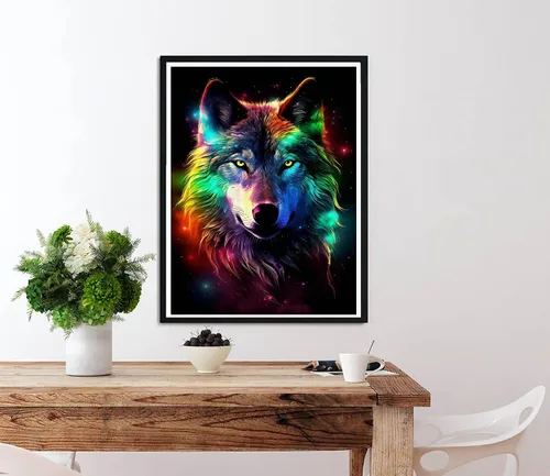 Miniatura 3 de Diymood Kits de pintura de diamantes 5D para niños y adultos, lobo - Kits de arte de diamantes para niños y adultos coloridos Taladro completo