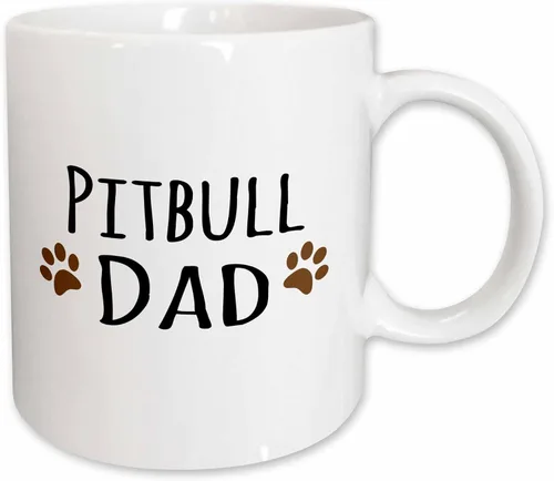 Miniatura 10 de 3dRose Pitbull Dog Dad - Taza de 11 onzas, color negro