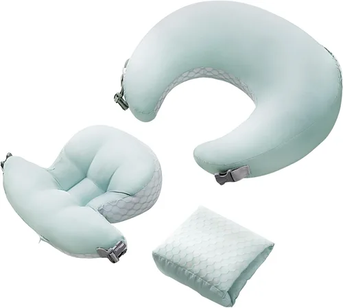 Miniatura 8 de Almohada de lactancia para lactancia materna, almohada de alimentación desmontable 3 en 1 con cojines de apoyo extraíbles, elevación suave para Verde