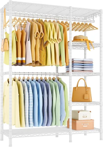 Miniatura 8 de Ulif F2 - Perchero de ropa de 5 niveles, perchero resistente para dormitorio, organizador de almacenamiento de clóset ajustable independiente, 46.1