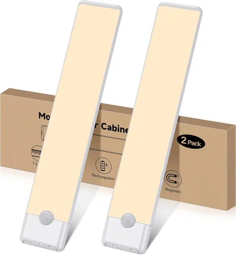 Luces con sensor de movimiento para debajo del gabinete, luz magnética recargable debajo del armario, barra de luz nocturna inalámbrica adhesiva,