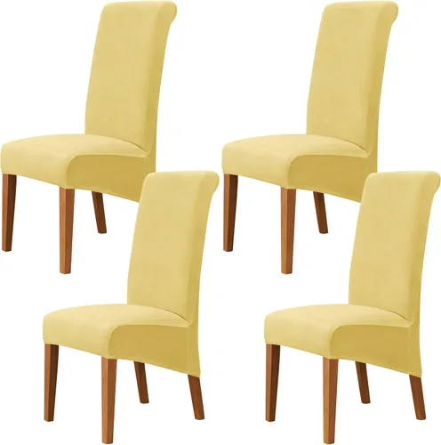 Miniatura 20 de Stretch Velvet Dining Chair Slipcovers Solid Color Armless Chair Cover with Elastic Bottom for Dining Room Kitchen Banquet (Blue, Set of 2)