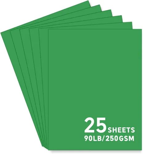 25 hojas de papel de cartulina verde, 8.5 x 11 cartulina para Cricut, papel de construcción verde oscuro grueso de 90 lb / 250 gsm para hacer