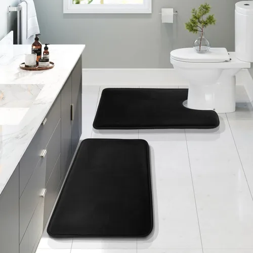 Miniatura 114 de Clara Clark tapete para baño, regadera o tina, de gomaespuma, negro, antiderrapante Azul claro