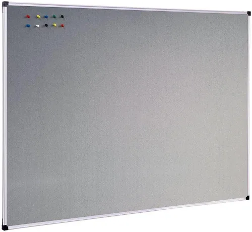 XBoard Tablero de anuncios de tela gris de 48 x 36 pulgadas | Tablero de anuncios de tela montado en la pared, tablero de anuncios plateado con