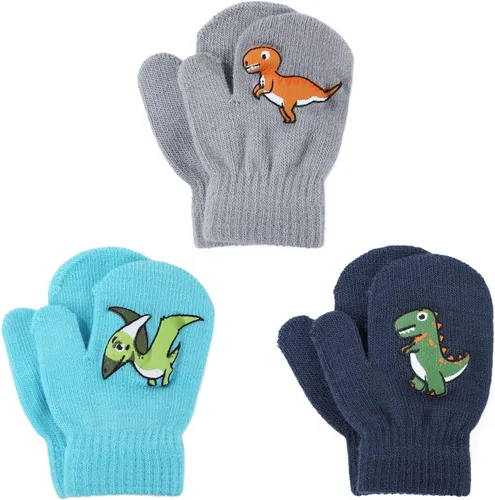 Miniatura 13 de Century Star Guantes cálidos de invierno para niños pequeños, guantes elásticos mágicos para niños y niñas, tejido suave para bebé