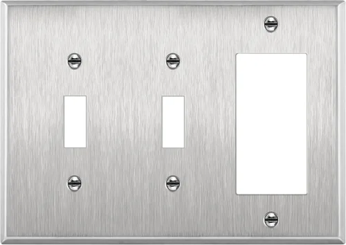 Miniatura 10 de ENERLITES - Placa de pared combinada para interruptor de triple palanca, 2 interruptores de palanca/1 interruptor decorativo, tamaño estándar 3