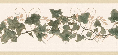 Miniatura 5 de Dundee Deco Papel tapiz para despegar y pegar DDAZBD9297 Hojas abstractas de color verde beige sobre un borde de pared de vid, diseño retro, 15 pies