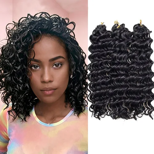 Miniatura 33 de GoGo Curl Crochet Hair 18 pulgadas onda de agua pelo sintético bohemio ganchillo trenzado jengibre onda profunda extensiones de cabello trenzado