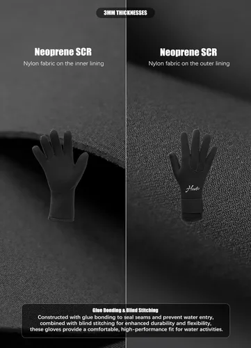 Miniatura 3 de Hevto Guantes de buceo de neopreno de 0.118 in GBS para hombres y mujeres, guantes de buceo impermeables para mantener el calor en agua fría