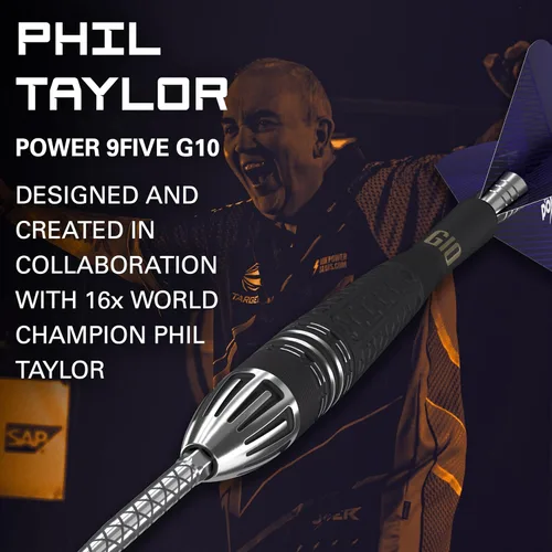 Miniatura 2 de Target Darts Phil Taylor Power 9-Five Gen 10 95% Tungsten Swiss Point Steel Tip Darts Set