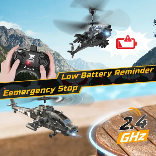 Miniatura 5 de DEERC - Helicóptero RC, avión RC para niños y adultos, helicóptero de control remoto de 2.4GHz, tiempo de vuelo de 26 minutos, luces LED y retención