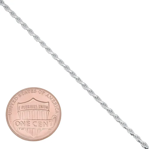 Miniatura 2 de The Bling Factory 2mm-7mm Solid .925 Sterling Silver Diamond-Cut Twisted Rope Chain Necklace 16-30" Made In Italy