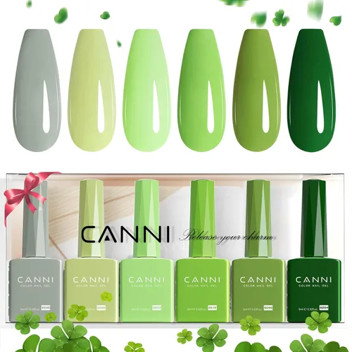 Miniatura 27 de CANNI Juego de esmaltes de uñas en gel sin hema de 9ml - Kit de manicura de gel para uñas rosa claro de 6 piezas, esmalte LED de remojo fácil